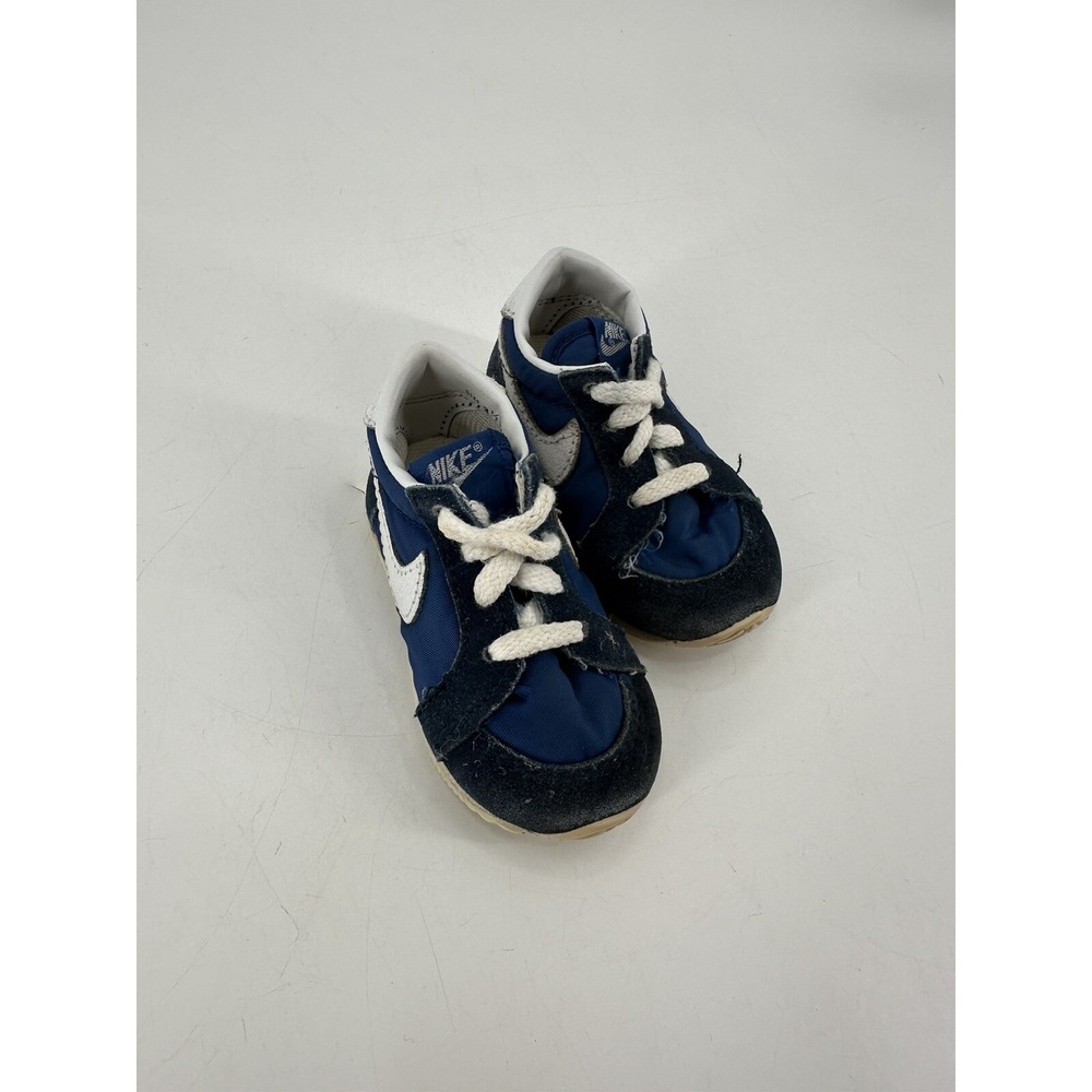 RARE Vintage 80s NIKE Baby Toddler Shoes Blue Suede Sneakers #830305 Size 3.5